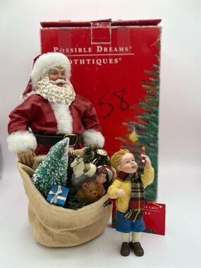 Possible Dreams Clothtique Santa’s Grab Bag 1997 Child Christmas 10”